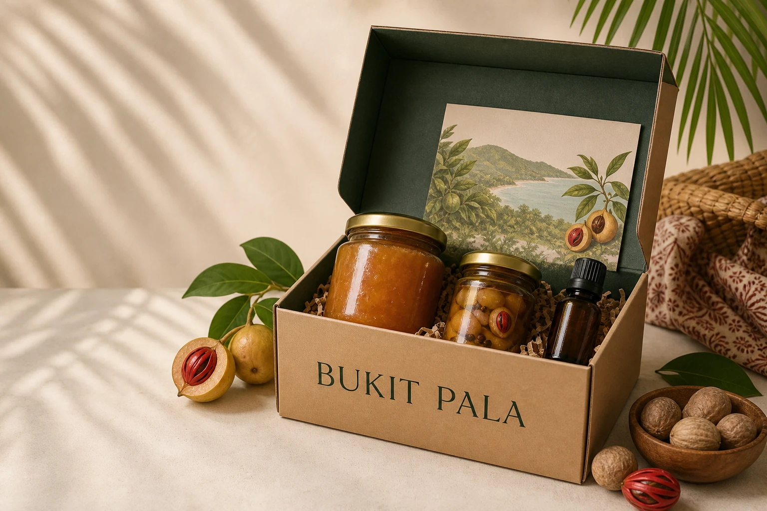 Bukit Pala nutmeg gift-set packaging concept